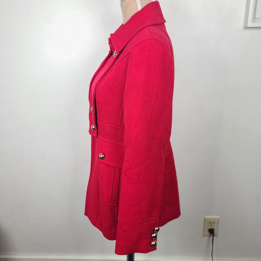 White House Black Market Berry Red Military Inspired Pea Coat M - Picture 5 of 16